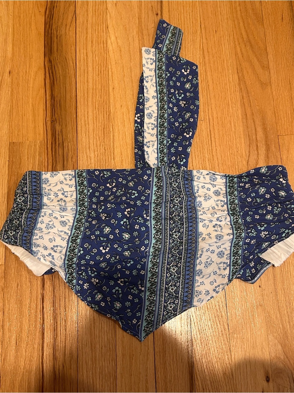 Sage Blue and White Floral Bandana Crop Top